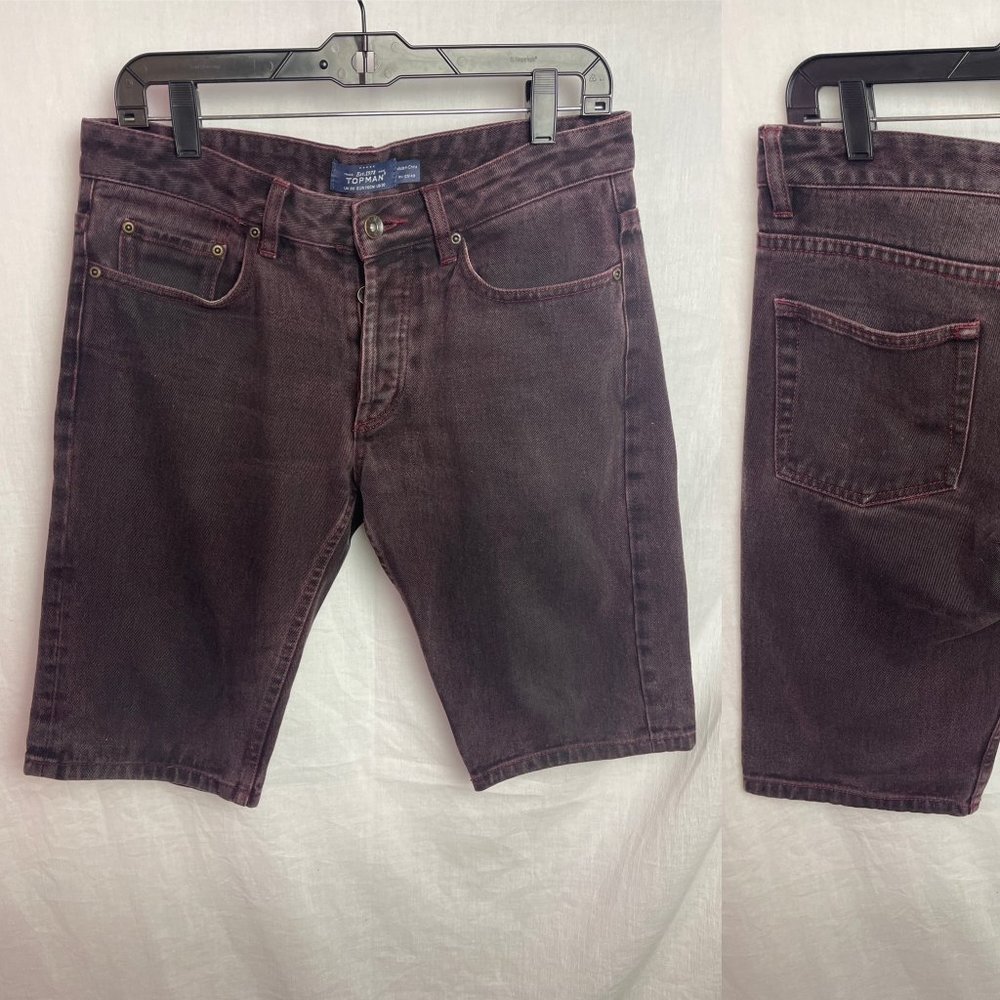 TOPMAN Denim Shorts Burgundy Men's [SIZE 30]